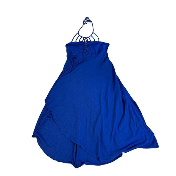 City Chic Plait Detail Maxi Dress Royal Blue Cotton Sz 20 Pleated Cage Halter - Picture 1 of 8